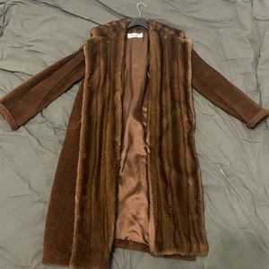 Vintage Max Mara Mink Fur & Wool Coat Made in Italy Luxury Designer Outerwear